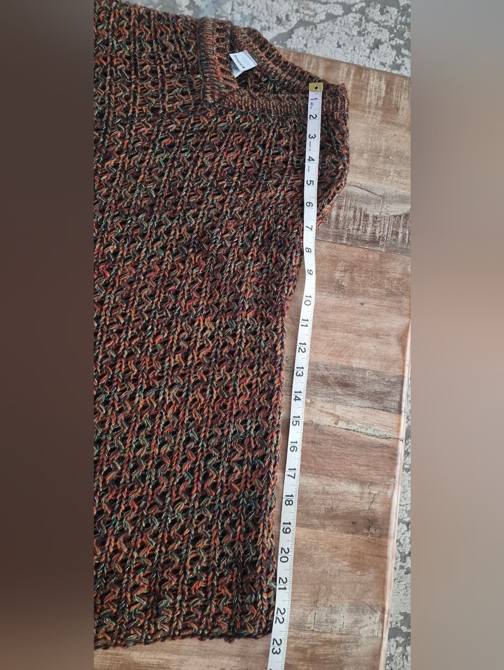 Chico's Metallic Knit Poncho | Multicolor Shimmer Cape Wrap (OS) - Picture 8 of 8